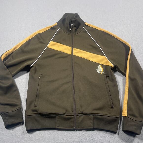 VTG Volcom Track Jacket Men L Green Stripe Full Zip V Line Science Y2K - Picture 2 of 11